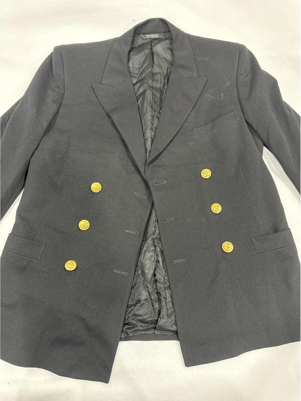 Black Double-Breasted Blazer Jacket with Gold Buttons